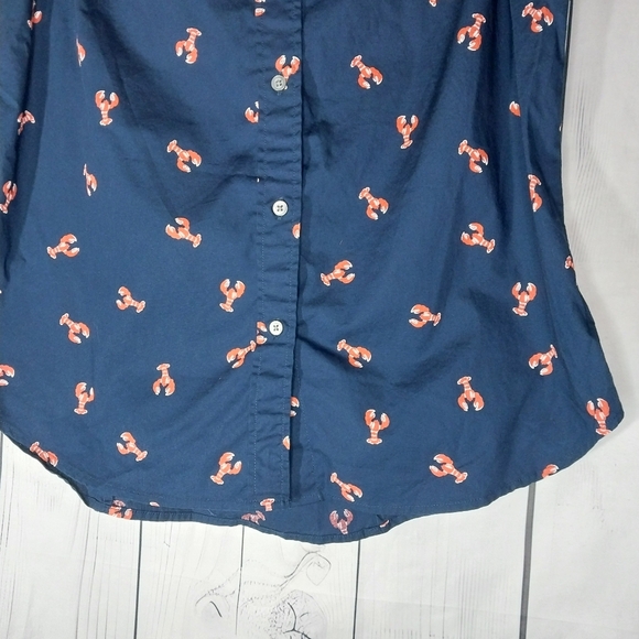 J.Crew Factory Navy Lobster Print Sleeveless Top - Picture 5 of 9